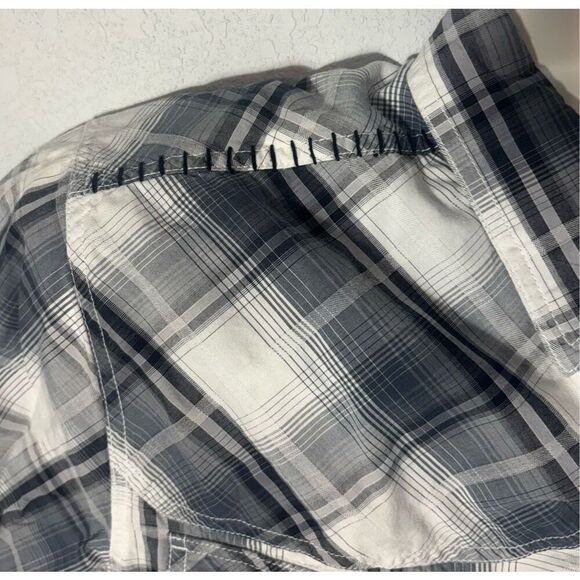 Harley Davidson Genuine Short Sleeve Button Down Shirt Gray Size Large Blue - Picture 9 of 11
